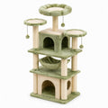 Árbol para gatos de tres niveles con felpa y sisal verde 60x40x120 cm