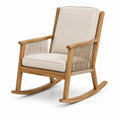 Mecedora de madera con cojines de poliéster beige