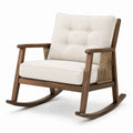 Mecedora de madera con cojines de lino beige