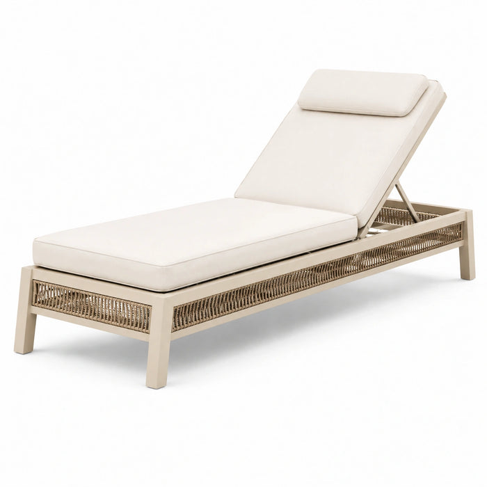 Tumbona de aluminio y mimbre sintético con cojines de poliéster beige 200 cm