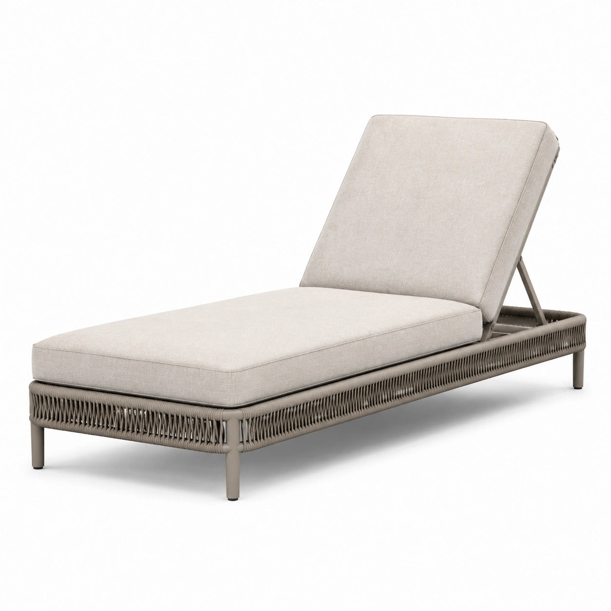 Tumbona de aluminio y cuerda sintética beige 200x70x35 cm