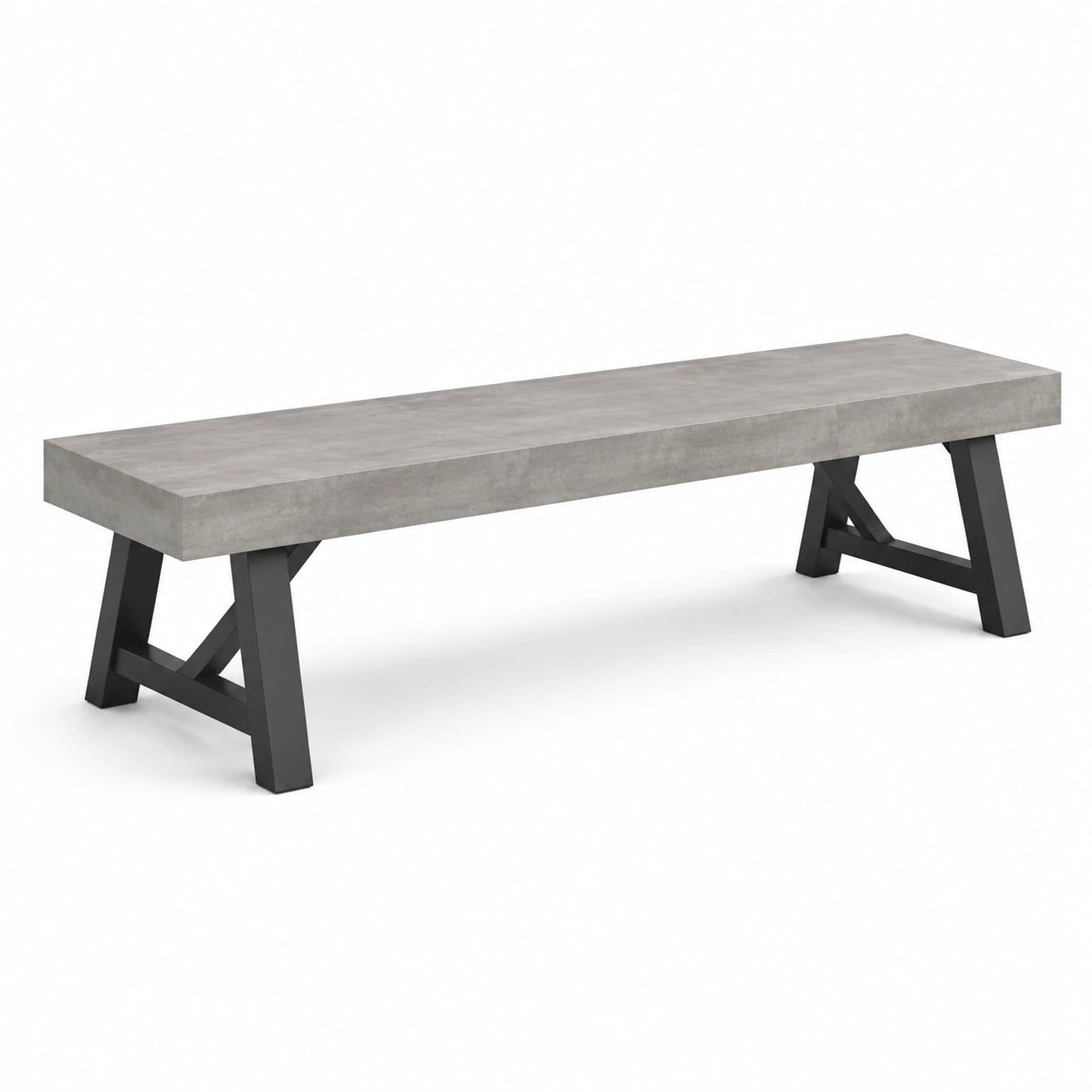 Banco de Hormigón Reforzado y Metal Gris 180cm