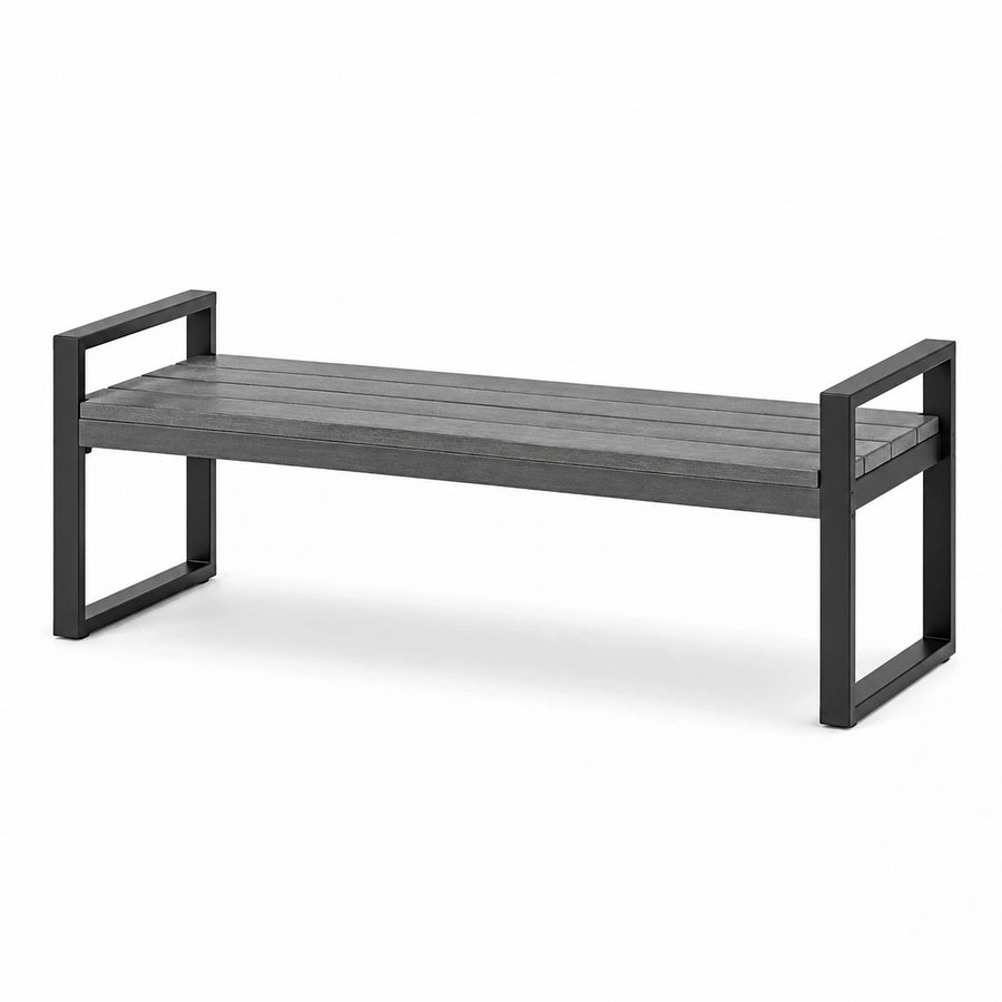 Banco de madera y metal gris 180x40x45 cm