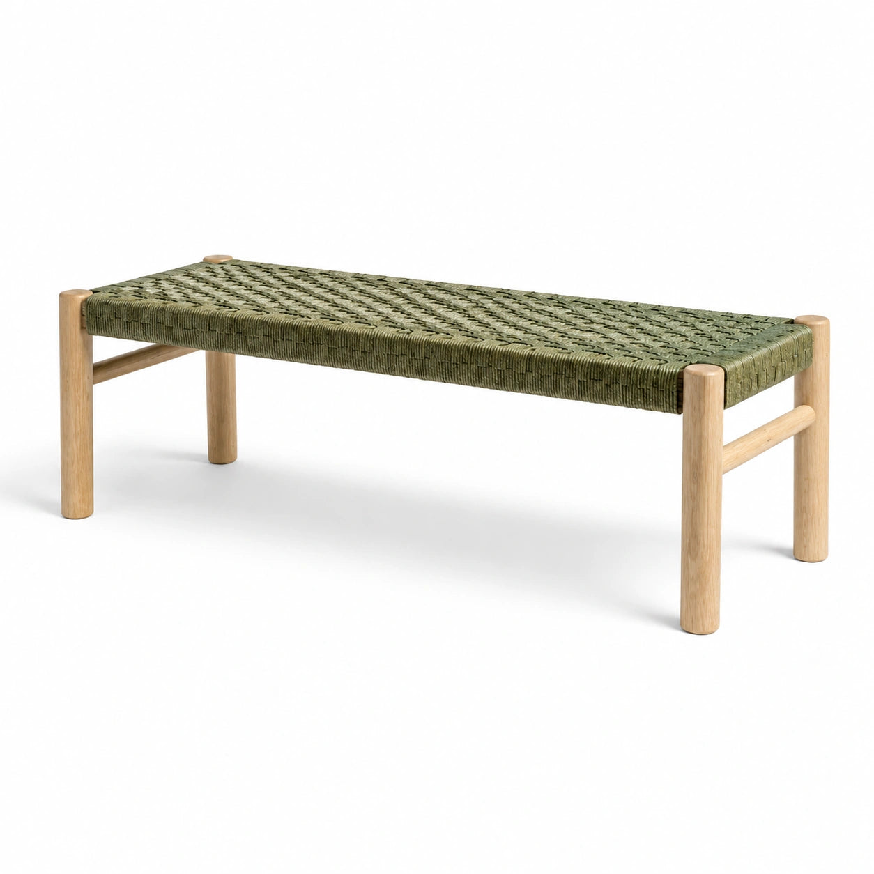 Banco de madera con asiento tejido 120 cm