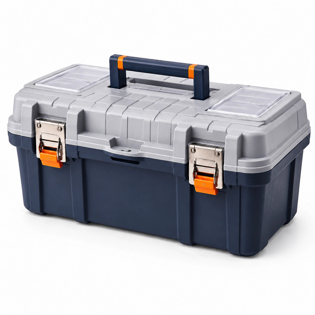Caja de herramientas de plástico y acero inoxidable gris/azul 50x25x25 cm