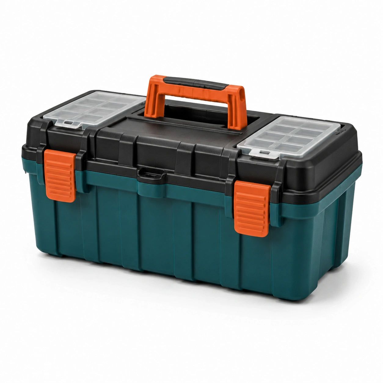 Caja de herramientas de plástico con asa portátil y compartimentos 45x25x22 cm