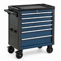 Carro de herramientas de acero con ruedas giratorias y 6 cajones azul