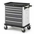 Carro de herramientas de metal con 7 cajones y ruedas, gris, 70x40x85 cm