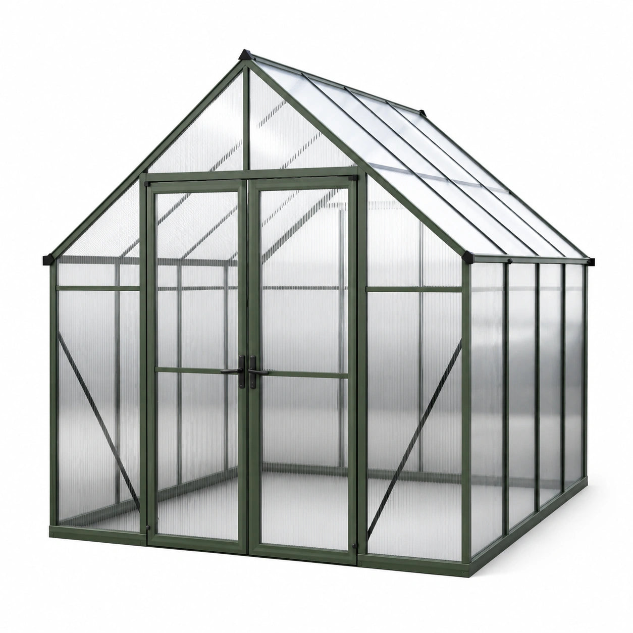 Invernadero de aluminio y policarbonato verde 250x190x195 cm